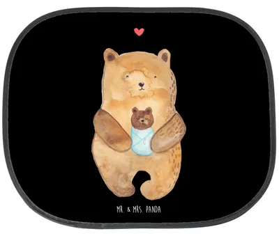 Produktbild von Mr. & Mrs. Panda Sonnenblende Auto Bär Baby - Schwarz - Geschenk, Geburtstag, Sonnenschutz, Fürs, für, Mutter, Taufe, Teddy, autofenster, Nichte