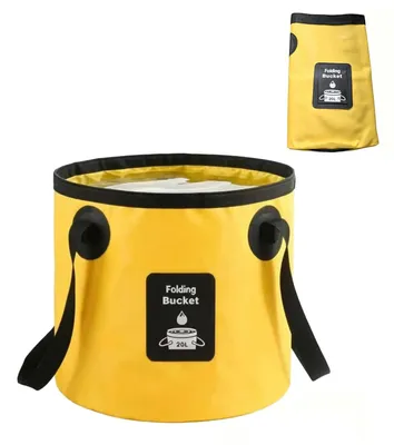 Zusammenklappbarer Eimer 20 l, gelb, tragbar, wasserdicht, für Camping & Angeln