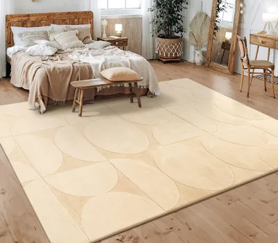 Produktbild von Teppich Kurzflor waschbar Unifarben Struktur Wohnzimmer schmutzabweisend Beige Rechteckig 160x220 | 100% Polyester | Florhöhe: 10 mm | pflegeleicht
