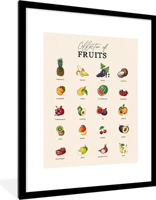 Produktbild von MuchoWow® Gerahmtes Poster Küche - Obst - Lebensmittel 60x80 cm - Poster mit Schwarzem Bilderrahmen Wandposter Rahmen Foto Bilder - Wohnzimmer - Dekorationen - Prämie