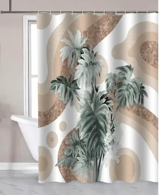 Image de Rideau de douche 180x180cm, Polyester, Palmier