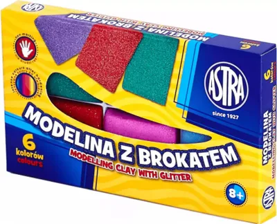 Zdjęcie produktu dla Modelina z brokatem 6 kolorów Astra