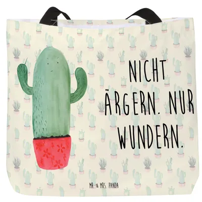 Produktbild von Mr. & Mrs. Panda Tote Bag Kaktus Wut - Kaktus Grün - Geschenk, Chefin, Kakteen, Schultasche, Laptoptasche, Kollege, Tasche, Reisetasche, Büro, Kollegin, Strandtasche