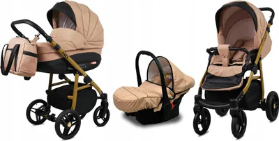 Produktbild von BabyLux® Axel | 3in1 Kinderwagen Set | Beige | Kombikinderwagen | Kinderwagenset | Buggy + Babyw