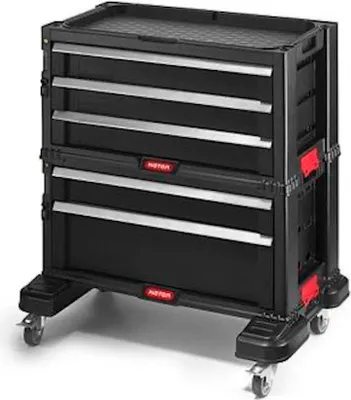 Produktbild von PEPE Werkzeugwagen | Werkzeugschrank | Werkzeugbox | 5 Schubladen | HxBxT: 562 x 289 x 502 mm | Aufbewahrungsschrank | witterungs- und UV-beständig | Innen- und Außenbereich | 200kg Traglast