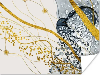 Produktbild von MuchoWow® Poster Abstrakt - Gold - Natur - Kunst 40x30 cm - Plakate für die Wände - Poster Wohnzimmer