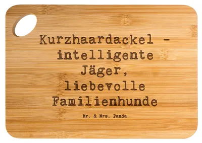 Produktbild von Mr. & Mrs. Panda Frühstücksbrettchen Spruch Kurzhaardackel Liebe - Transparent - Geschenk, Durchsetzungskraft, Holzbrett, holzschneidebrett, Hund, brotzeitbrettchen