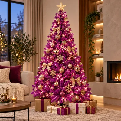 Weihnachtsbaum 180 cm inkl Ständer Lila/Pink