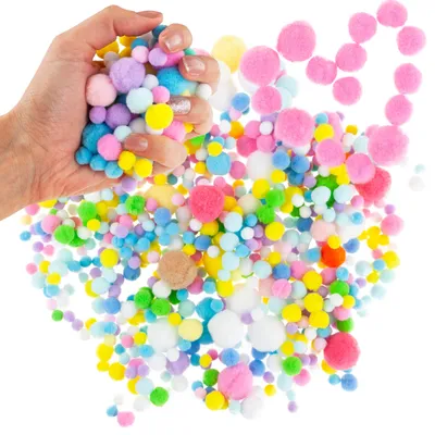 Obrázek produktu pro Kreative Plüschpompons Farbmix verschiedene Größen Pastellfarben 1- | 450 Stück | 3 cm