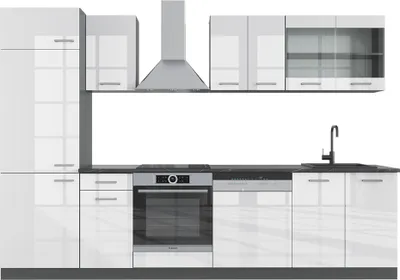 Cuisine Vicco R-Line 200 Cm - Blanc Brillant/Chêne Doré, Sans Plan De Travail, Modulaire Et Personnalisable