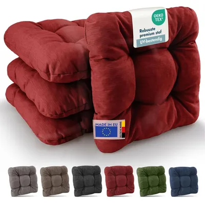Produktbild von Sitzkissen Stuhlkissen Outdoor - 35 x 35 cm - 8 cm dick - UV-beständig - 4er Set