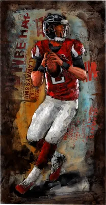 Produktbild von Wandbild Metallbild Football Quarterback rot 3D 60x120cm Relief Unikat handgefertigt