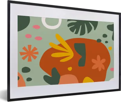 Produktbild von MuchoWow® Gerahmtes Poster Monstera - Pflanzen - Muster 60x40 cm - Poster mit Schwarzem Bilderrahmen Wandposter Rahmen Foto Bilder - Schlafzimmer - Plakat in Rahmen - Drucken