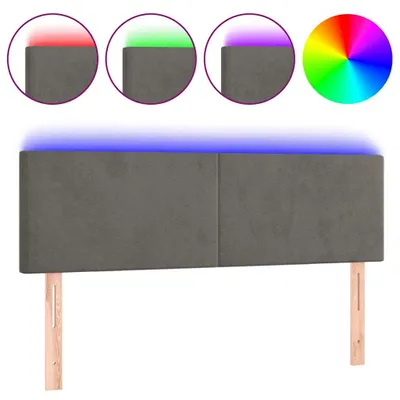Image de vidaXL Tête de lit LED gris foncé 144x5x78/88 cm velours