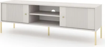 Produktbild von FURNLUX Fernsehtisch Iseo Beige Und Gold 154cm / Hauptfarbe: Grau / Abmessungen: 154 x 50 x 50 cm