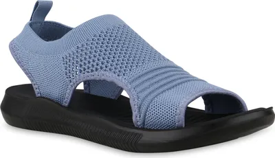 Produktbild von VAN HILL Damen Komfort Sandalen Bequeme Strick Freizeit Schuhe 841662, Farbe: Blau, Größe: 37