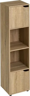 Obrázok produktu pre HowHomely | Regál na knihy - Stojaci regál - hnedý - 30 x 29 x 119 cm - Regál v tvare kocky s dvoma dvierkami