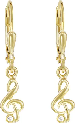 Produktbild von NKlaus Paar Brisur Violinschlüssel Ohrhänger 333 Gelb Gold Zirkonia weiß Damen Ohrringe 11935