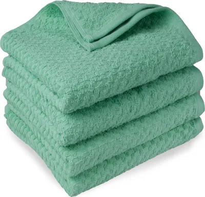 Produktbild von DoubleDry Badetücher Set - Popcorn Weave Kollektion - 70x140 cm - 4 Teilig - 100% gekämmte Baumwolle - 420 g/m² - Weich - Saugfähig -   Green  -  Grün