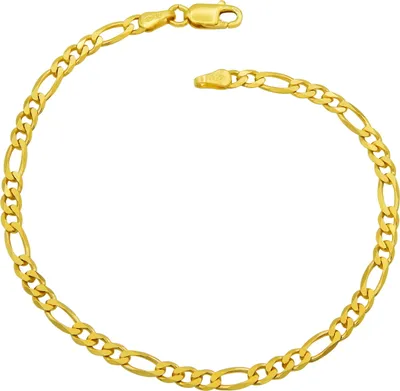 Produktbild von Figaro Armband 925 Sterling Silber vergoldet 3,5mm breit Länge wählbar 17 18 19 20 21 cm Figarokette Silberkette Armkette Armkettchen Gold (18)