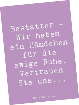 Produktbild von Mr. & Mrs. Panda Ansichtskarte Spruch Bestatter Fürsorge - Lavendeltraum - Geschenk, Grußkarte, Beruf, Trauerfeier, Beerdigung, Bestattungswesen, Ansichtskarten, Gedenken