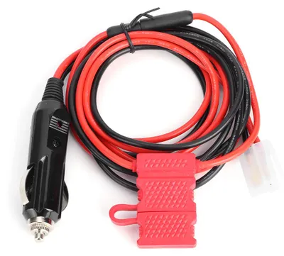 Image de Câble d'alimentation pour autoradio de 1,5 m (4,9 pieds), 12 V, avec prise allume-cigare, connecteur en T à 2 broches, compatible avec le Kenwood TM-201B