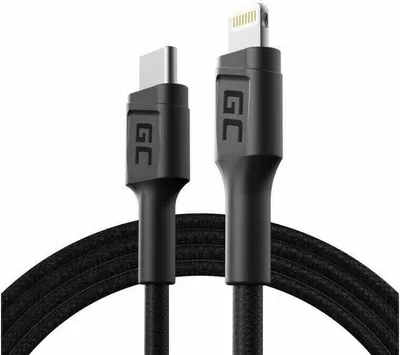 Obrázek produktu pro Green Cell KABGC07, 1 m, Lightning, USB C, Samec, Samec, Černá
