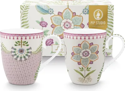 Produktbild von PIP STUDIO Lily&Lotus Henkelbecher 350ml Set 2tlg