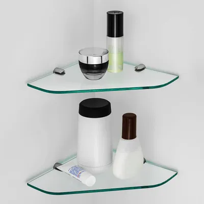 Image de S'AFIELINA étagère en verre étagère de douche verre d'angle 6mm verre trempé étagère de douche verre pour salle de bain étagère de douche 230 x 230 mm,2 pièces