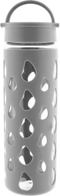 Produktbild von Trinkflasche Aus temperaturbeständigem Borosilikatglas mit Silikonhülle 600 ml Grau