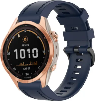 Produktbild von Strap-it Garmin Fenix 7s Silikonarmband (Dunkelblau)
