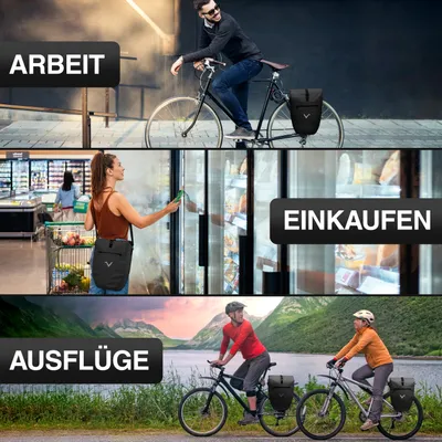 Produktbild von Valkental ValkBasic - große & wasserdichte Gepäckträgertasche, Farbe:schwarz