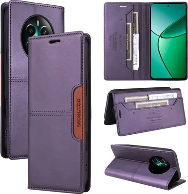 Produktbild von Handyhülle für Realme 12+/Realme 12 4G/Realme 13 4G Hülle, Leder Flip Wallet Kartenfach Stand Schutzhülle Lila