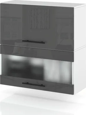 Zdjęcie produktu dla Szafka Kuchenna Wisząca Witryna Klapowa 60Cm Spremium Szary Połysk