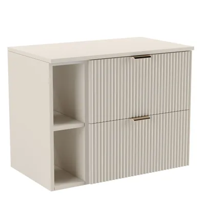 Produktbild von WENA Waschtischunterschrank mit Regal, geriffelte Fronten, 2 Soft Close-Schubladen (Farbe: Kaschmir)