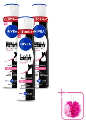Image de 3 sprays déodorants NIVEA Invisible Black & White Original - 250 ml - Pack économique - 3 pièces