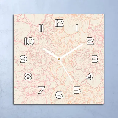 Produktbild von Deko Glasuhr Wanduhr 30x30 Pfingstrosen rosa Quarz Küchenuhr Bürouhr