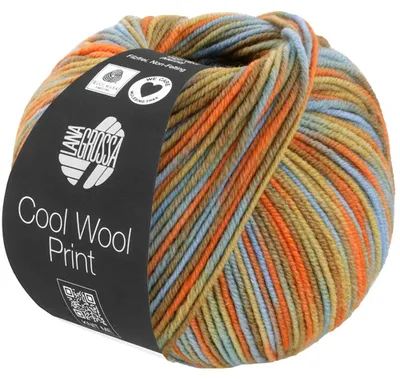 Produktbild von Lana Grossa - Cool Wool Print 0834 orange ocker nougat seegrün graublau