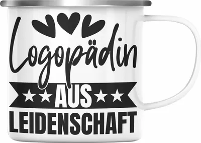 Produktbild von Trendation - Logopädin Aus Leidenschaft Emaille Tasse Geschenk Logopädie Logopäde (Silber)