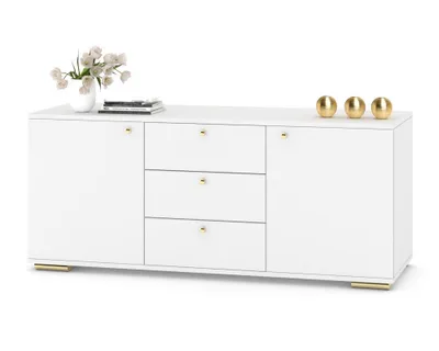 Produktbild von Große Kommode mit Schubladen Fernsehschrank HANA 3S Weiß Matt/Weiß Matt 150cm