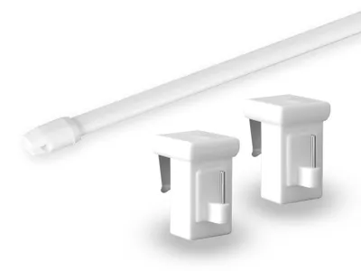 Produktbild von Gardinenstange "Miami", weiß, 40-60 cm ausziehbar, inkl. klemmbaren Fensterhaken zur Befestigung oben oder seitlich am Fenster, Klemmbereich 10-27 mm