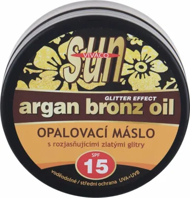 Immagine prodotto di Vivaco - Sun Argan Bronz Oil Glitter Effect SPF15 - Burro solare con olio di argan e glitter 200 ml