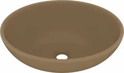 Produktbild von vidaXL s Ovales Waschbecken Matt Creme 40x33 cm Keramik