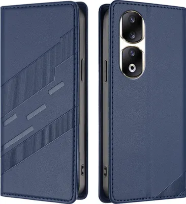 Obrázek produktu pro Pouzdro pro Honor 90 Pro,Polyuretankožené peněženkové pouzdro s přihrádkou na karty a funkcí stojánku Blau