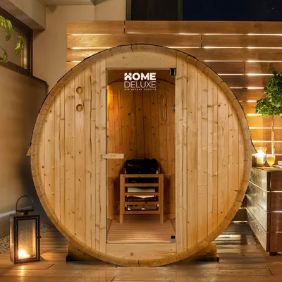 Produktbild von HOME DELUXE Outdoor Fasssauna LAHTI - ideal für 4 Personen aus Fichtenholz