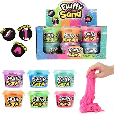 Produktbild von Rekbaar zand Fluffy Baumwolle- 300gr 6ass (12 stuks in Display)