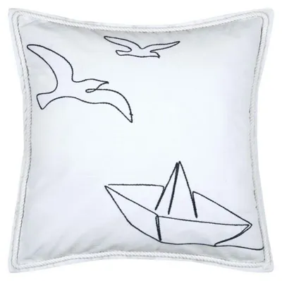 Produktbild von STOF Zierkissen Dekokissen Kissen 50x50cm weiß blau Sofakissen Baumwolle Marinemuster