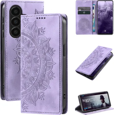 Produktbild von Mandala Handyhülle für Samsung Galaxy A37 5G RFID Schutz Klapphülle Case Cover Design Schutzhülle Farbe: Violett