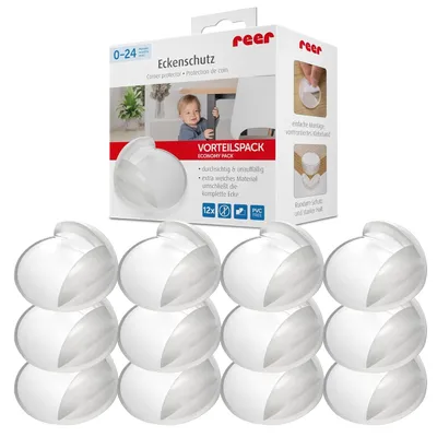 Produktbild von reer Eckenschutz Baby, TPE, PVC-frei, selbstklebend, 12 Stück, Transparent