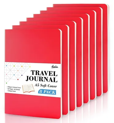 Productafbeelding van Notitieboekjes, collegeblok, A5, 20,8 x 14 cm, rood, 8 stuks